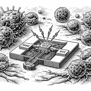 Illustration for A Tiny Transistor May Help Spot Immunotherapy Response Before the Scan Does