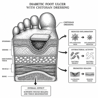 Illustration for Smart Chitosan Dressings for Diabetic Ulcers: Tiny Bandages With Big Ambitions