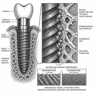 Illustration for A Smarter Dental Implant Surface That Teaches Bone to Move In